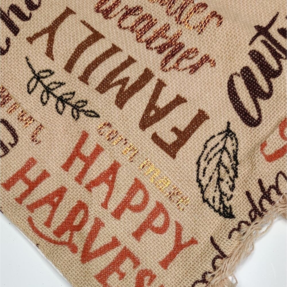 Celebrate‎ Kohl's Tan Brown Thanksgiving Fall Harvest Table Runner Phrases